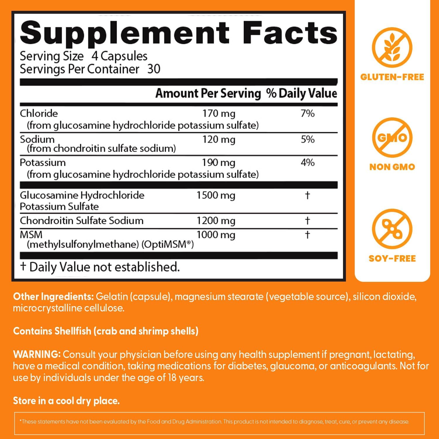 Doctor's Best Glucosamine Chondroitin Msm with OptiMSM Capsules, Supports Healthy Joint Structure, Function & Comfort, Non-GMO, Gluten Free, Soy Free, 120 Count (Pack of 1)