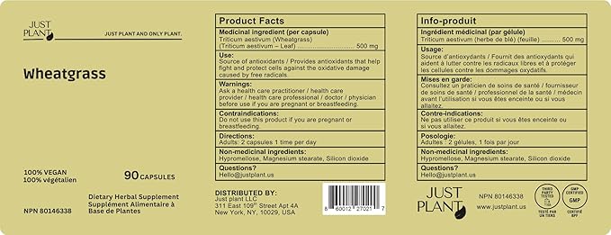 Organic Wheatgrass Capsules 500 mg, 90 Vegan Capsules | Detox, Energy, Digestion & Immune Support | Chlorophyll-Rich Green Superfood, Vegan, Gluten-Free