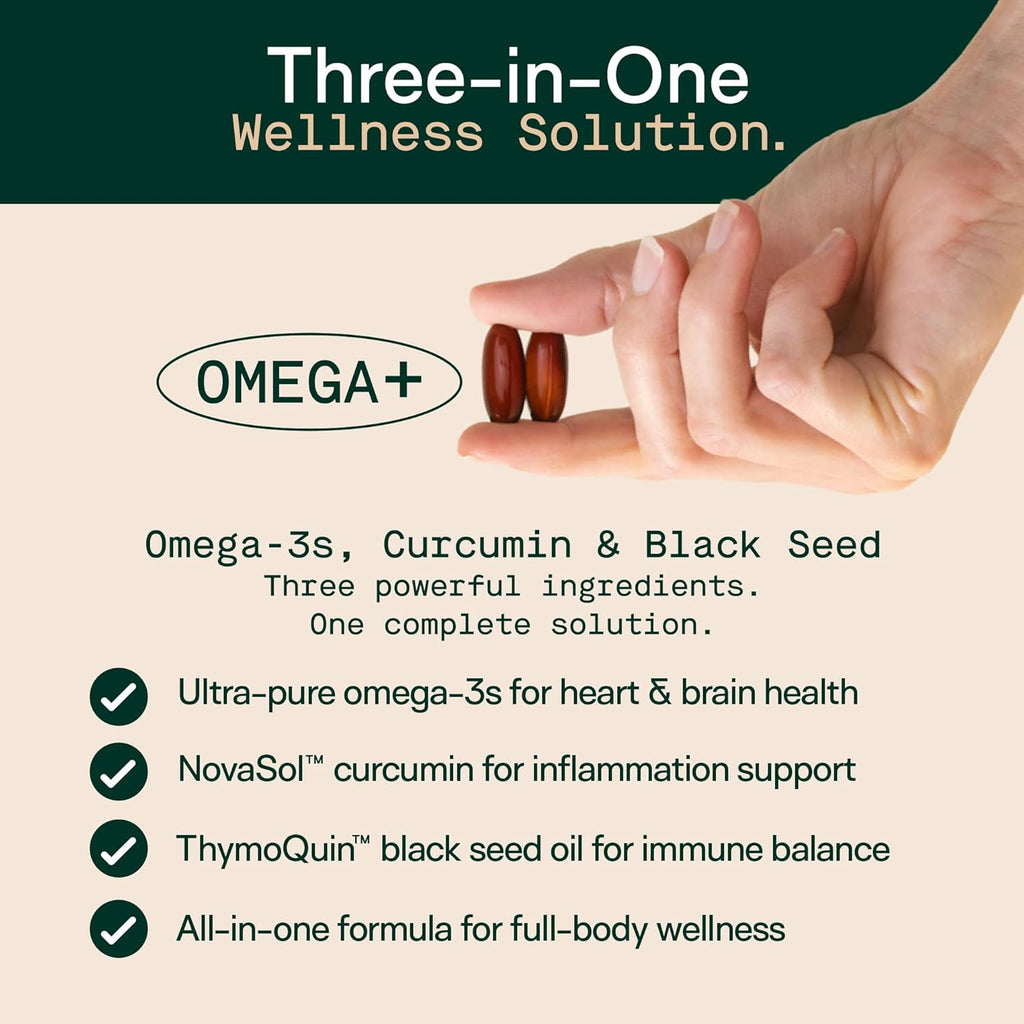 Adapt Naturals Omega 3 Fish Oil Supplement with Bioavailable Curcumin & Black Seed, 1500mg Fish Oil EPA DHA Omega 3 Fatty Acids to Support Joints, Muscles & Heart | Unflavored - 30 Days Supply
