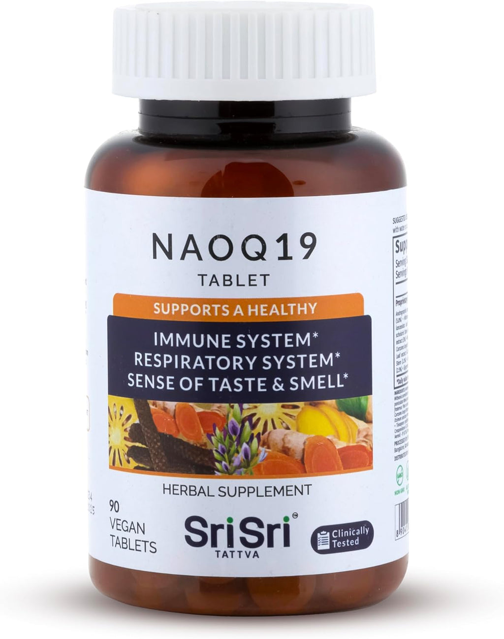 SRI SRI TATTVA NAOQ19 Immunity Support – Ayurvedic Herbal Supplement with Ashwagandha, Turmeric, Licorice, Tulsi, Andrographis – Respiratory & Adrenal Support – 19 Herbs & Adaptogens – 90 Capsules