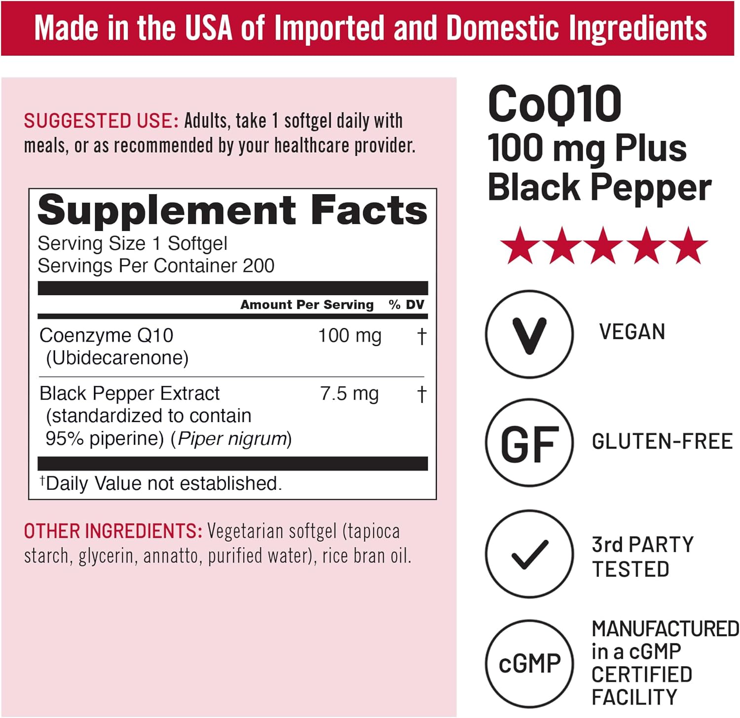 NatureWise CoQ10 100mg + Black Pepper Softgels - High Absorption Coenzyme Q10 + Black Pepper - Antioxidant for Heart Health + Cellular Energy - Vegan, Non-GMO, Gluten-Free - 200 Count[200-Day Supply]