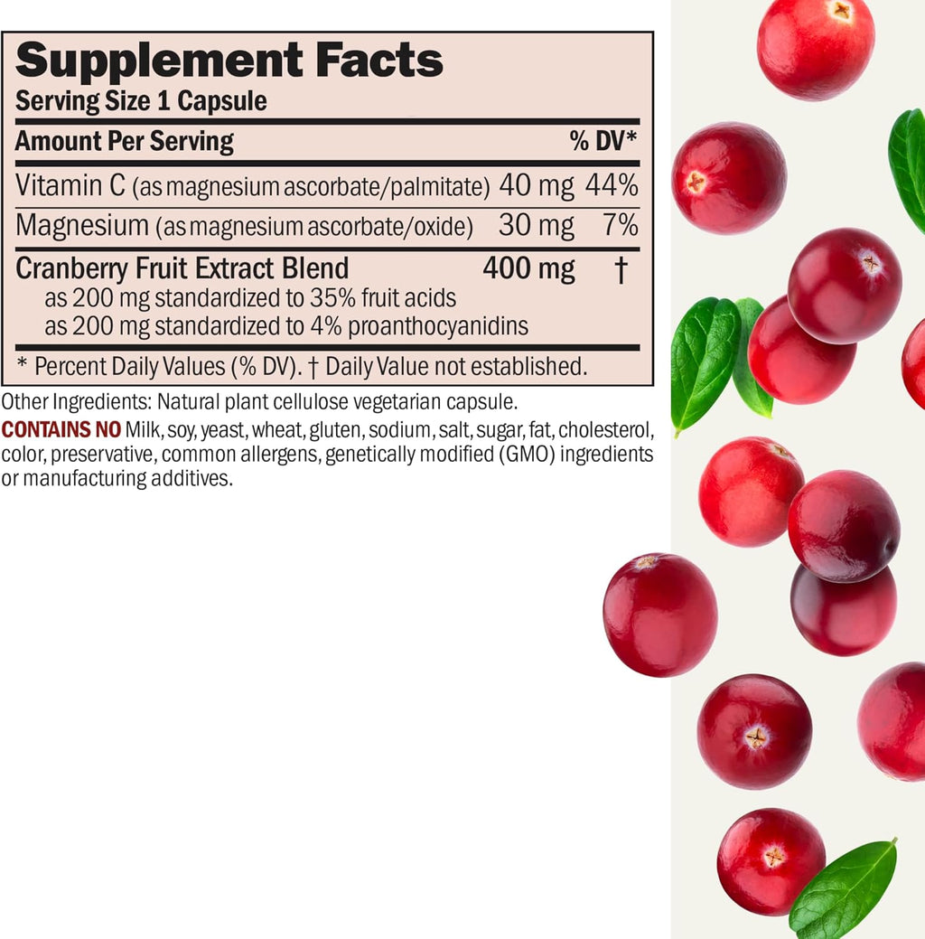 ANDREW LESSMAN Cranberry Benefits - 30 Capsules - Supports Bladder, Kidney and Urinary Tract Health. High Potency Standardized Extracts of Cranberry Fruit, Small Easy to Swallow Capsules