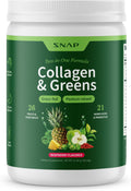 Snap Supplements Super Greens Powder with Collagen Peptides, 26 Fruits and Vegetables, Grass Fed, Non-GMO Daily Greens Superfood for Hair, Skin, Nails & Joint Support, 30 Servings