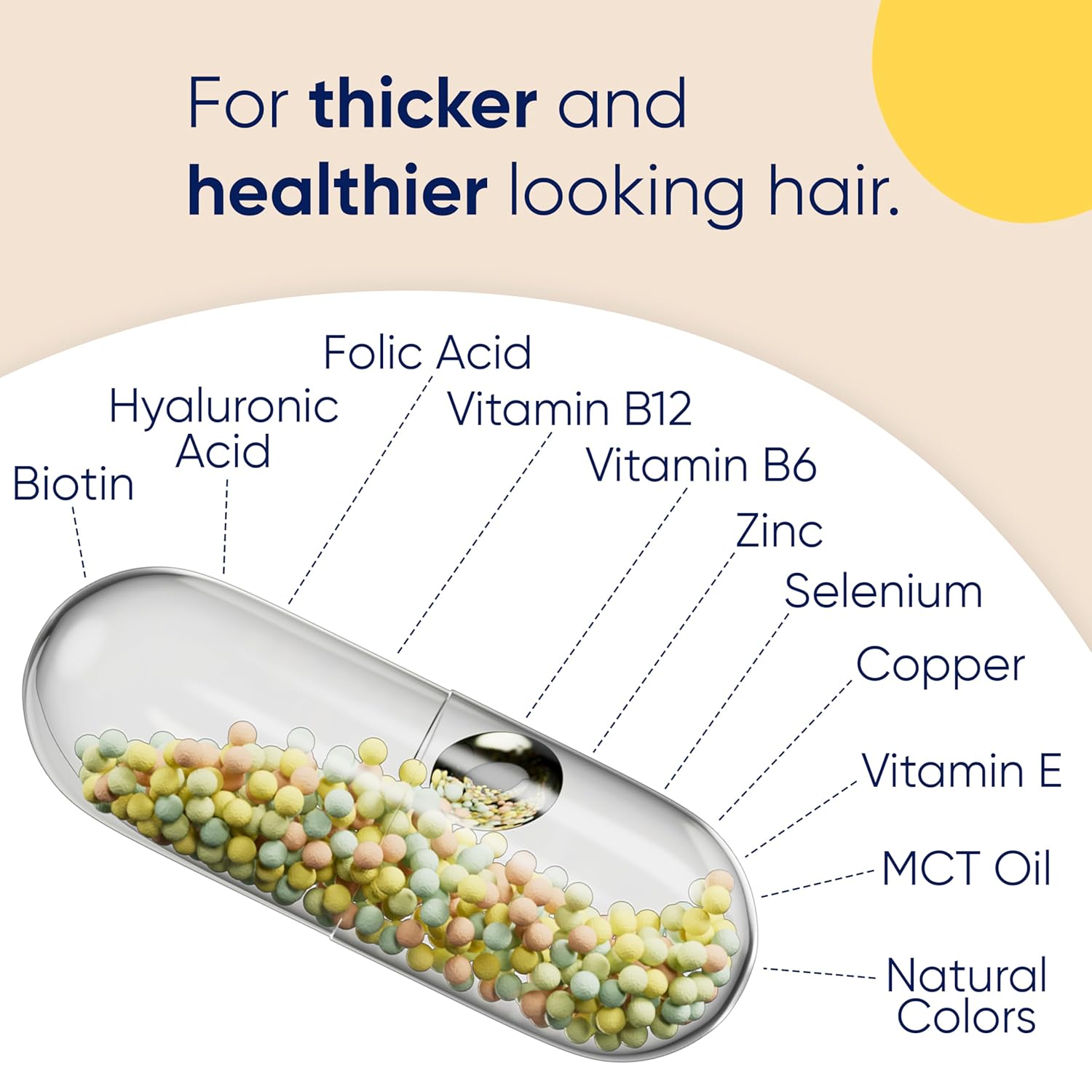 Moerie Ultimate Hair Boost Supplement for Women & Men - Hair, Skin, Nails Vitamins with Biotin & Minerals for Hair Health - Thicker Hair - 60 Capsules