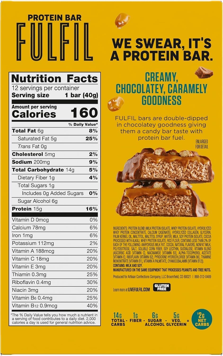 FULFIL Protein Snack Bars, Best Sellers Variety Pack, Gluten Free with 15g Protein, Pantry Staples, 12 Count