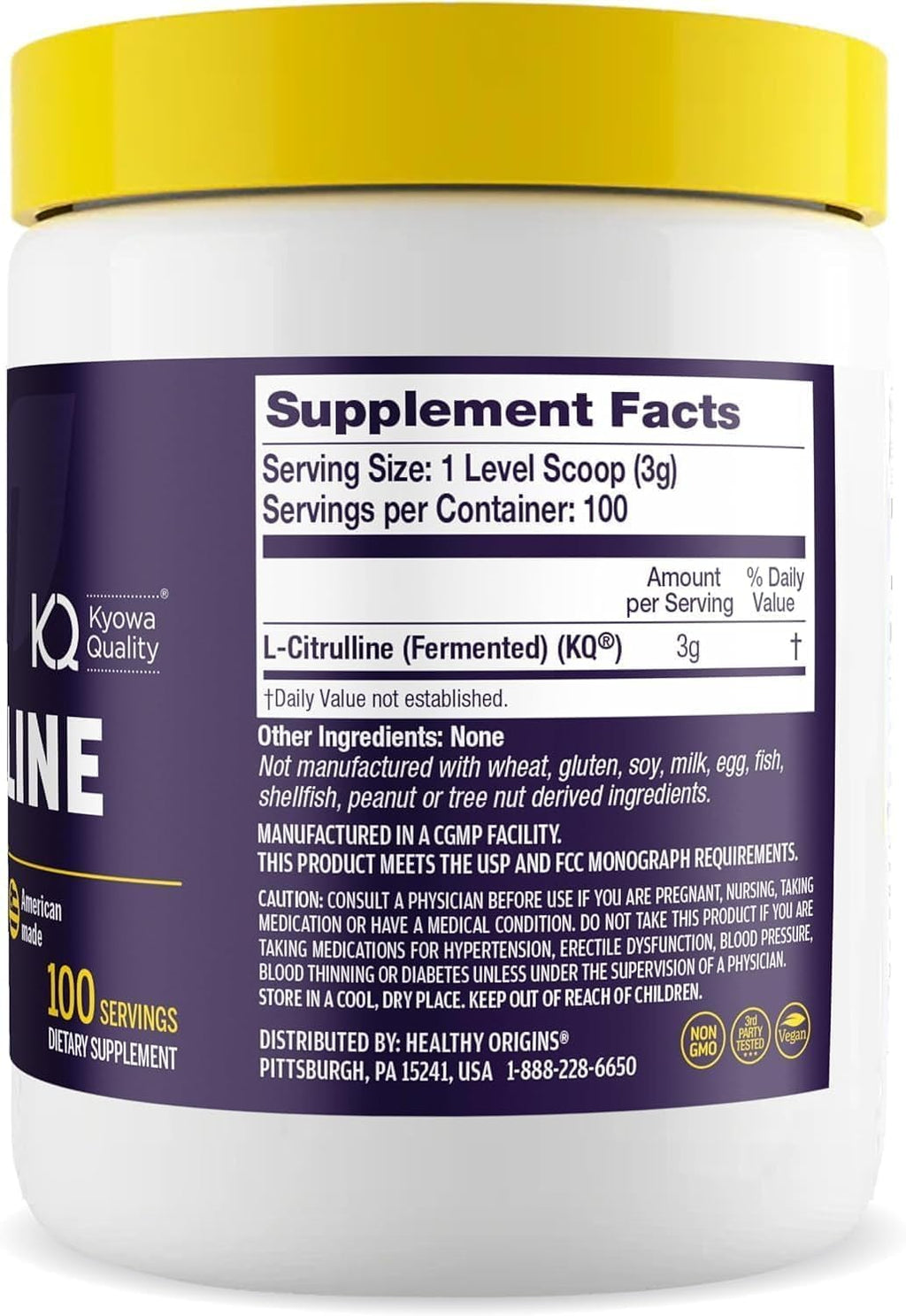 Healthy Origins - L-Citrulline (American-Made, Non-GMO, Gluten Free, Athletic Support), 10.6 Ounce