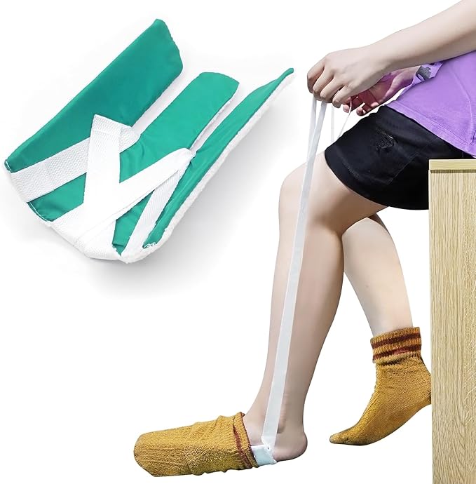 Sock Aid, Sock Helpers to Put on Your Socks for Seniors, Disabled, Pregnancy, Assist Device for Elderly, Tool Aide Puller Easy on and Off with No Bending(Mint Green)