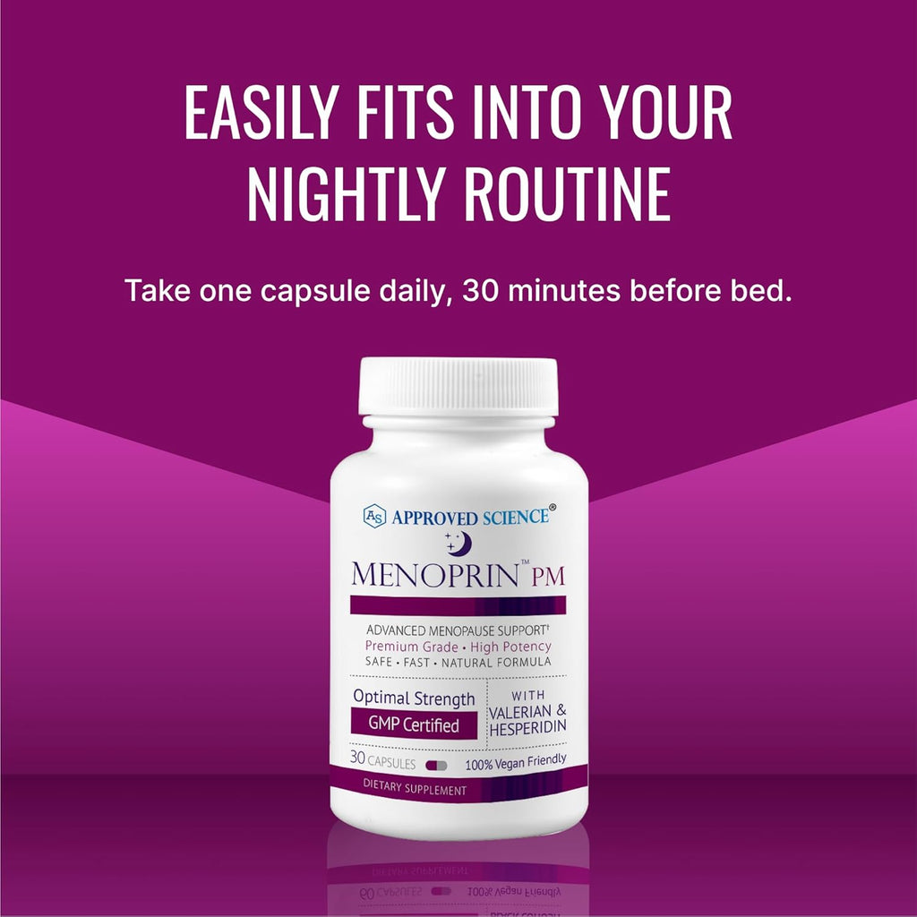 Approved Science Menoprin PM - Advanced Menopause Support - Protykin, Black Cohosh - 1 Bottle Menoprin PM - 30 Capsules - Vegan