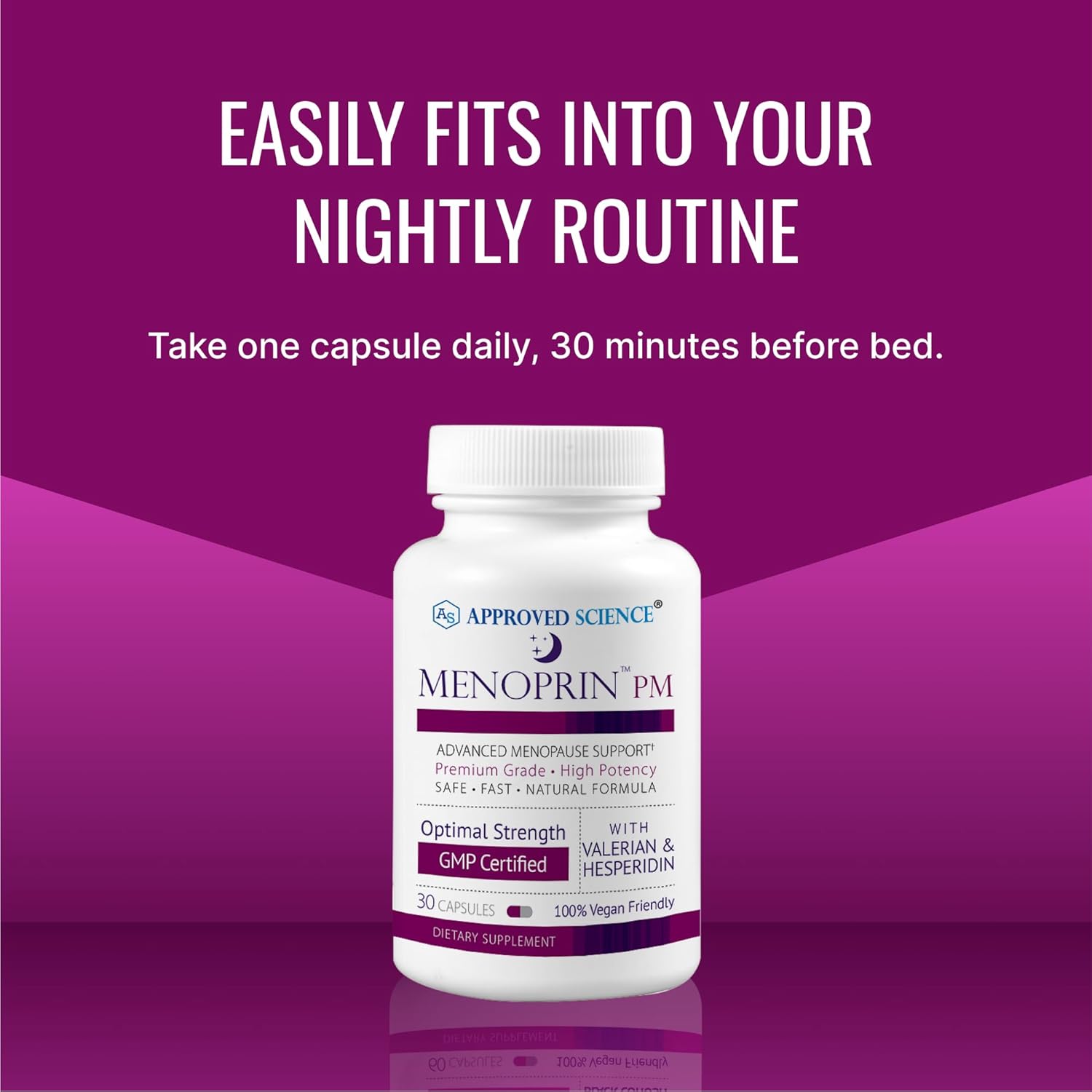 Approved Science Menoprin PM - Advanced Menopause Support - Protykin, Black Cohosh - 1 Bottle Menoprin PM - 30 Capsules - Vegan