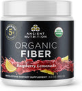 Ancient Nutrition Organic Fiber Powder, Raspberry Lemonade, Soluble Fiber from Acacia & Konjac Root, Supports Digestive Health, Reduces Bloating, 6.5 oz