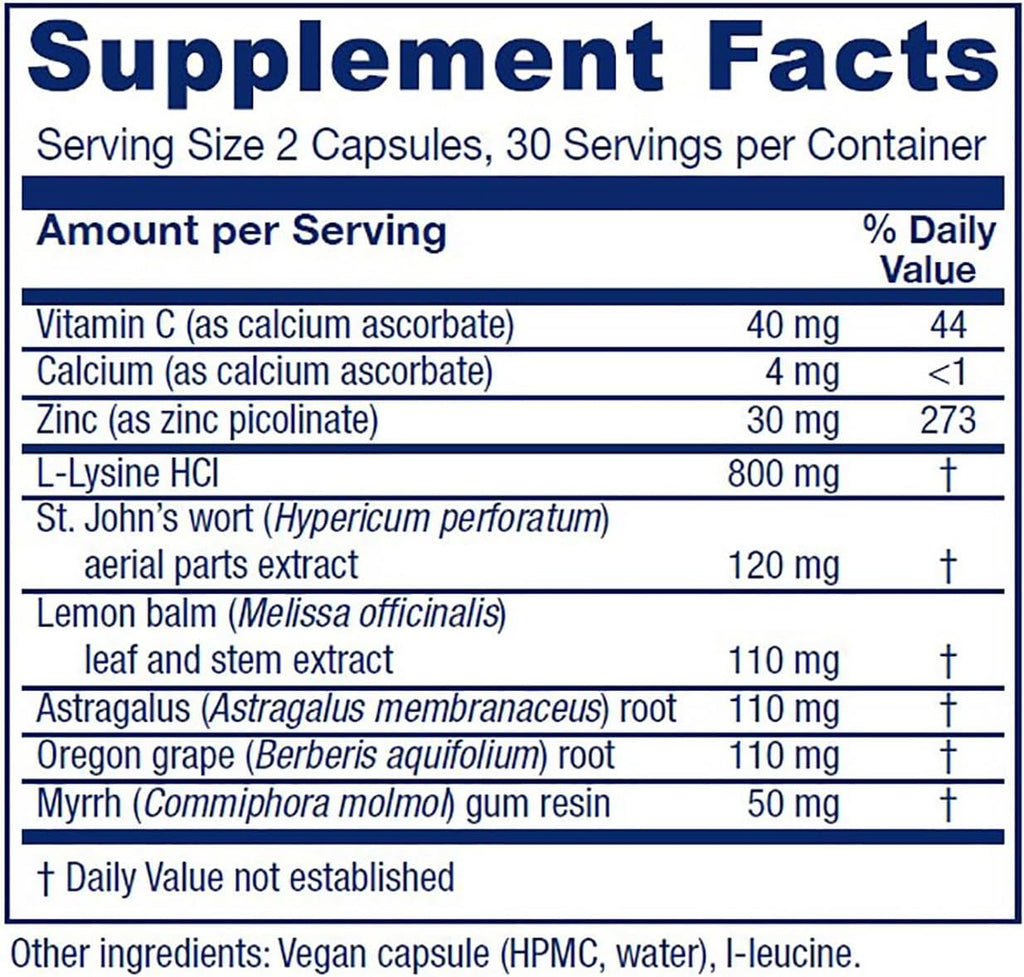 Vitanica Lysine Extra, Immune System Support, Vegan, 60 Capsules