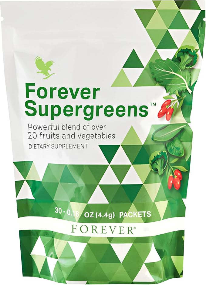 Forever Living - Forever Supergreens - Blend for Your Active Lifestyle - Supercharge Your Day w/Over 20 Powerful Greens and Superfoods. - 30 Packets