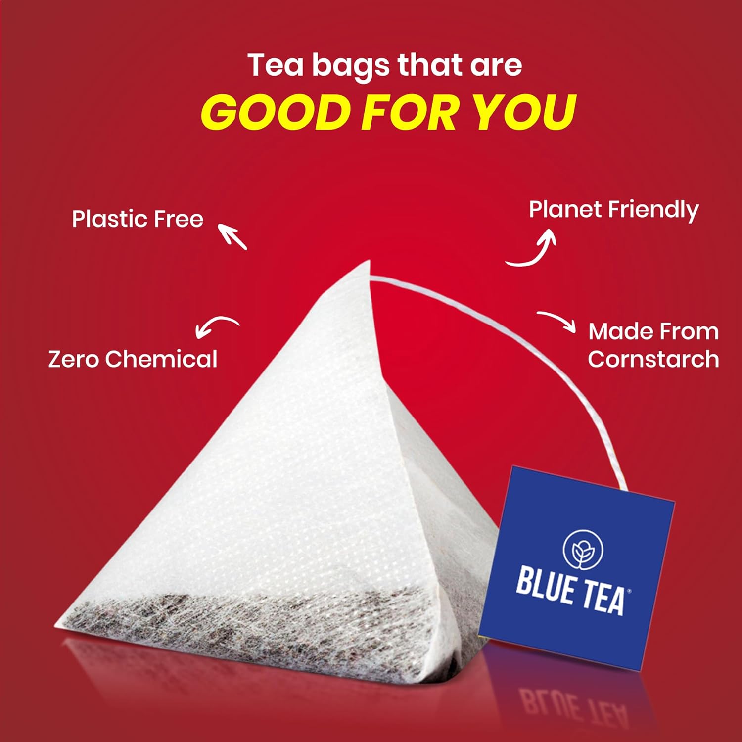 BLUE TEA - Hibiscus Tea - 25 Count - Plant Based Tea Bags | Supports Healthy Sugar Levels | Enhances Skin Glow | Caffeine Free - Herbal Tea - Tangy Flavour | Single Tear Tea Box | Easy Pull Sachets
