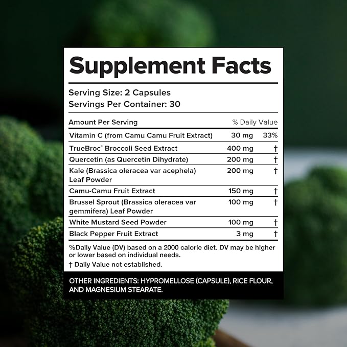 Complement Sulfora – Sulforaphane Supplement with Myrosinase, 52mg Glucoraphanin- Broccoli Seeds, Kale, Camu Camu, Mustard Seed, Quercetin, Brussels Sprouts– Natural Detox, Immune Support– 30 Servings