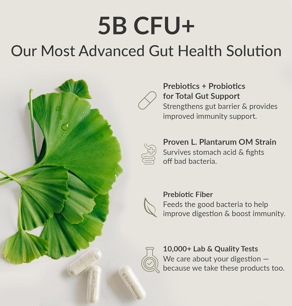BiOptimizers Probiotic Breakthrough – Lactobacillus Plantarum OM Probiotics & Prebiotics Health Supplement for Gut, Digestive & Immune Support Probiotics for Women Men Elderly– 60 Vegan Capsules