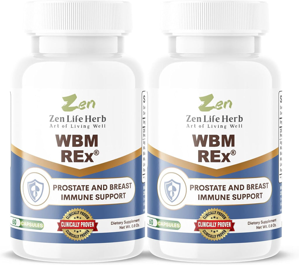 WBM REx White Button Mushrooms Ginseng Plus Clinically Proven Advanced Immune Support for Prostate and Breast Health Supplement (120 Capsules)