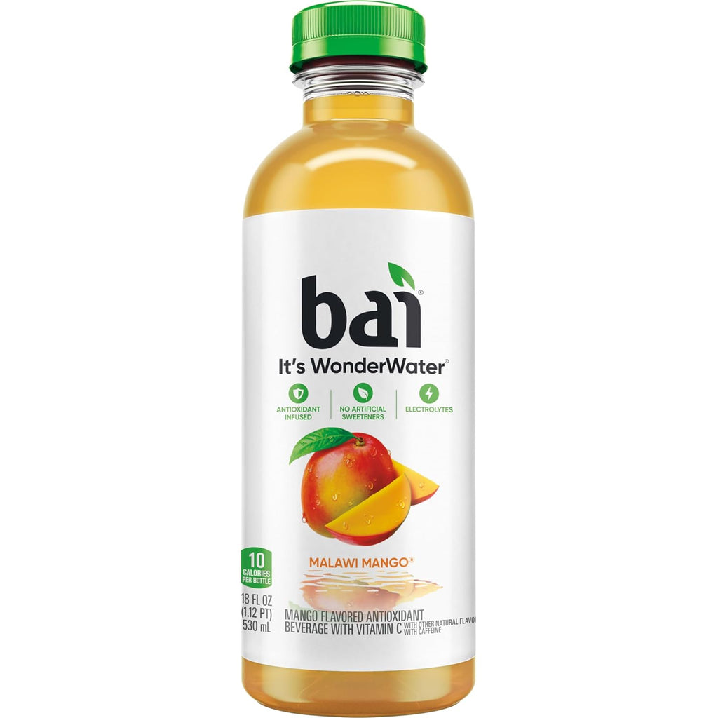 Bai Antioxidant Infused Water Beverage, Malawi Mango, with Vitamin C and No Artificial Sweeteners, 18 Fluid Ounce Bottle, 12 Pack