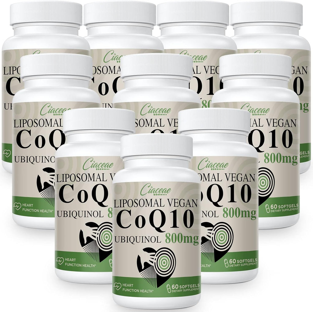 Liposomal CoQ10 800mg Ubiquinol Softgel, Max Absorption Ubiquinol Coenzyme Q10, Ubiquinol CoQ10 Supplement for Antioxidant, Heart Function & Energy Production, Pure CoQ10 800mg, 600 Vegan Softgels