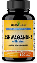 Sandhu Herbals Ashwagandha Supplement| 120 Organic 4 in 1 Capsules, 2 Months Supply| with Zinc, Black Pepper & Holy Basil Extract| Supports Immune Health| Non-GMO