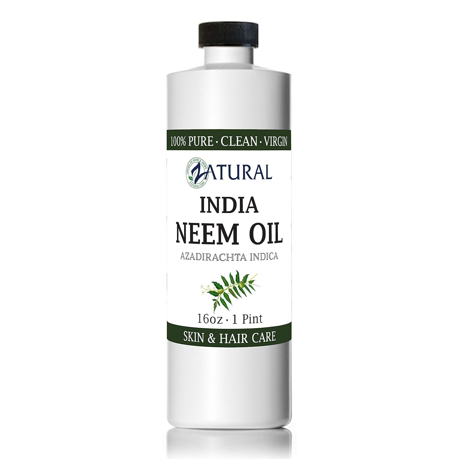 Zatural Organically Grown Neem Seed Oil 100% Pure Cold Pressed for Hair, Skin, Nails, Garden & Pets (16oz)
