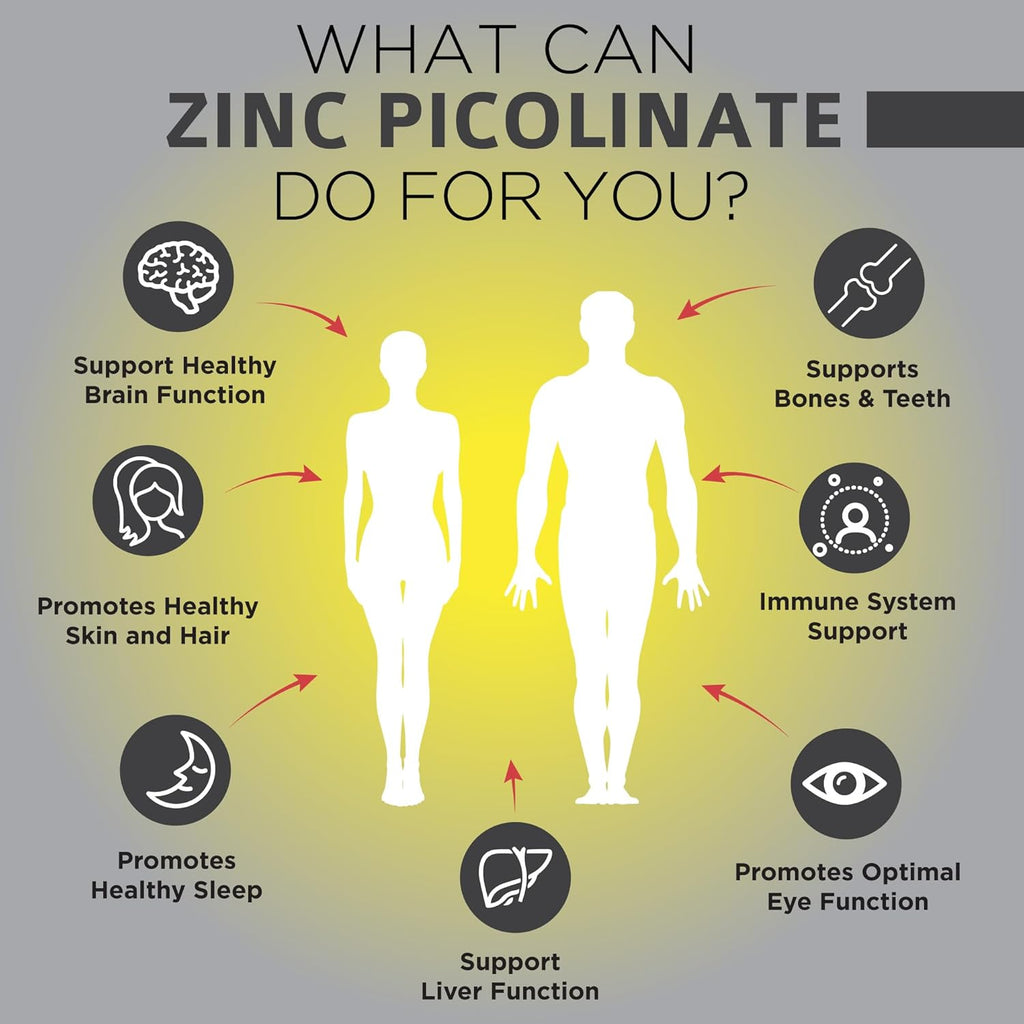 OmniBiotics Zinc Picolinate 30mg Supplement – High Absorption Zinc for Immune System, Healthy Skin, and Energy Support – 180 Vegan Capsules