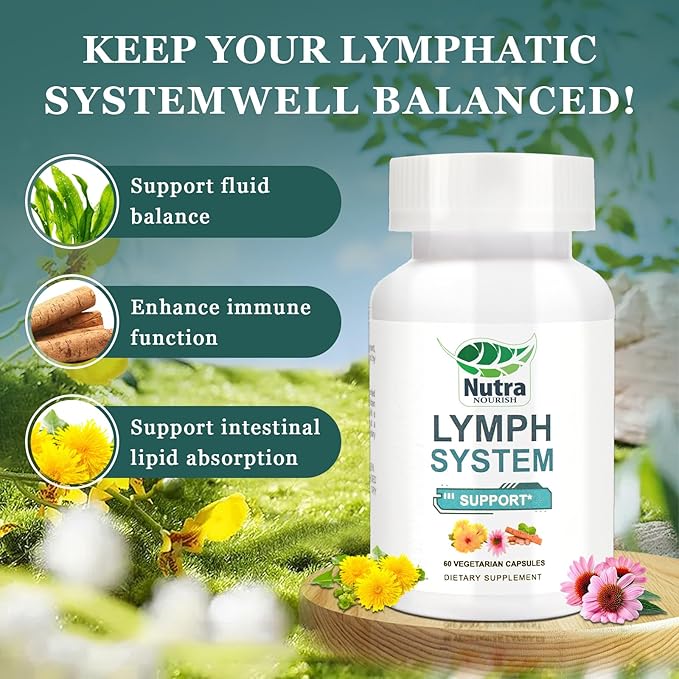 Lymphatic Drainage Supplement with Dandelion,Echinacea & Bromelain Extracts, Lymph System Support for Men and Women - 60 Count Bottles (1)