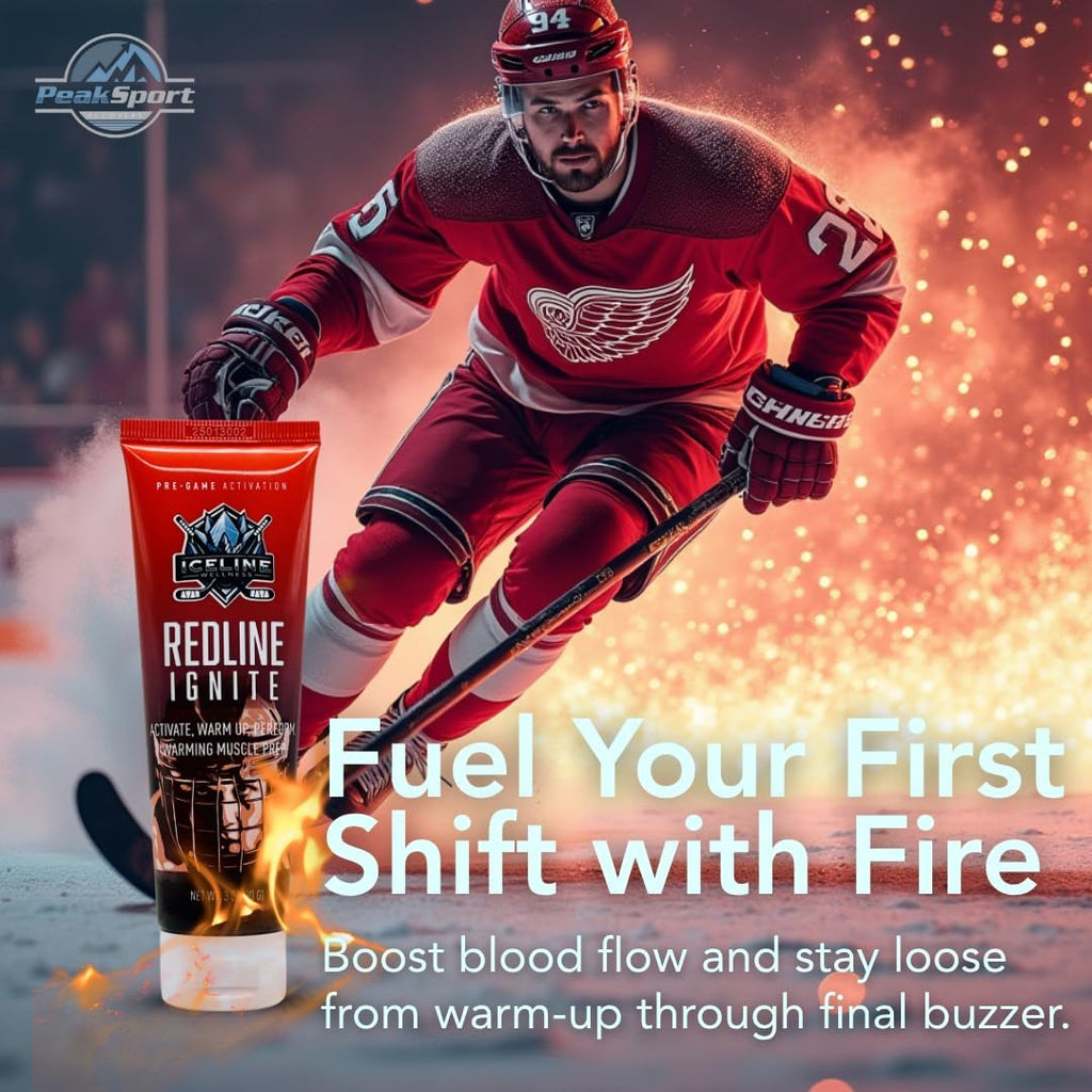 Redline Ignite – Warm-Up Muscle Rub for Hockey Players – Pre-Game Joint & Muscle Activation Cream – 3 oz