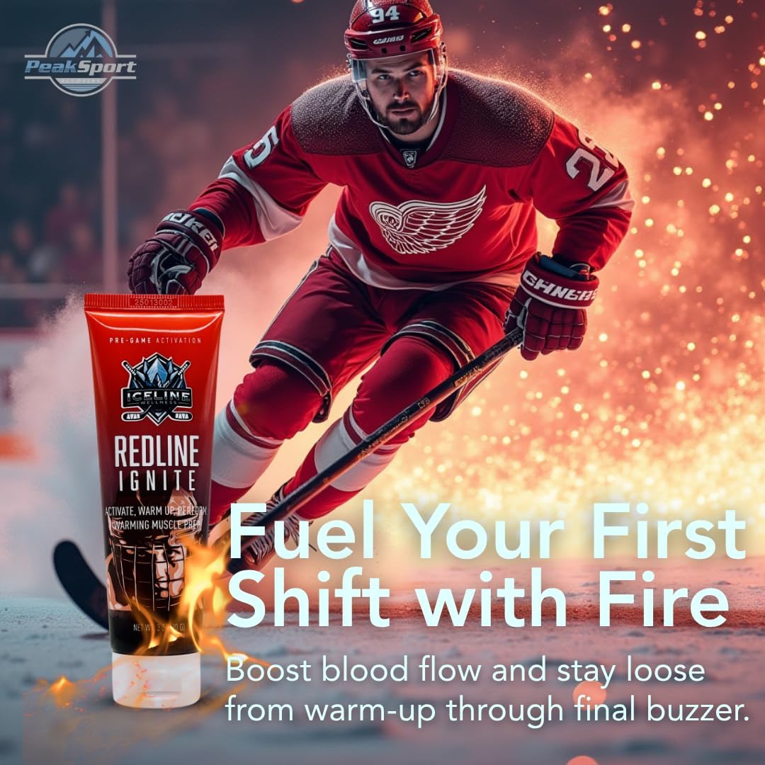 Redline Ignite – Warm-Up Muscle Rub for Hockey Players – Pre-Game Joint & Muscle Activation Cream – 3 oz
