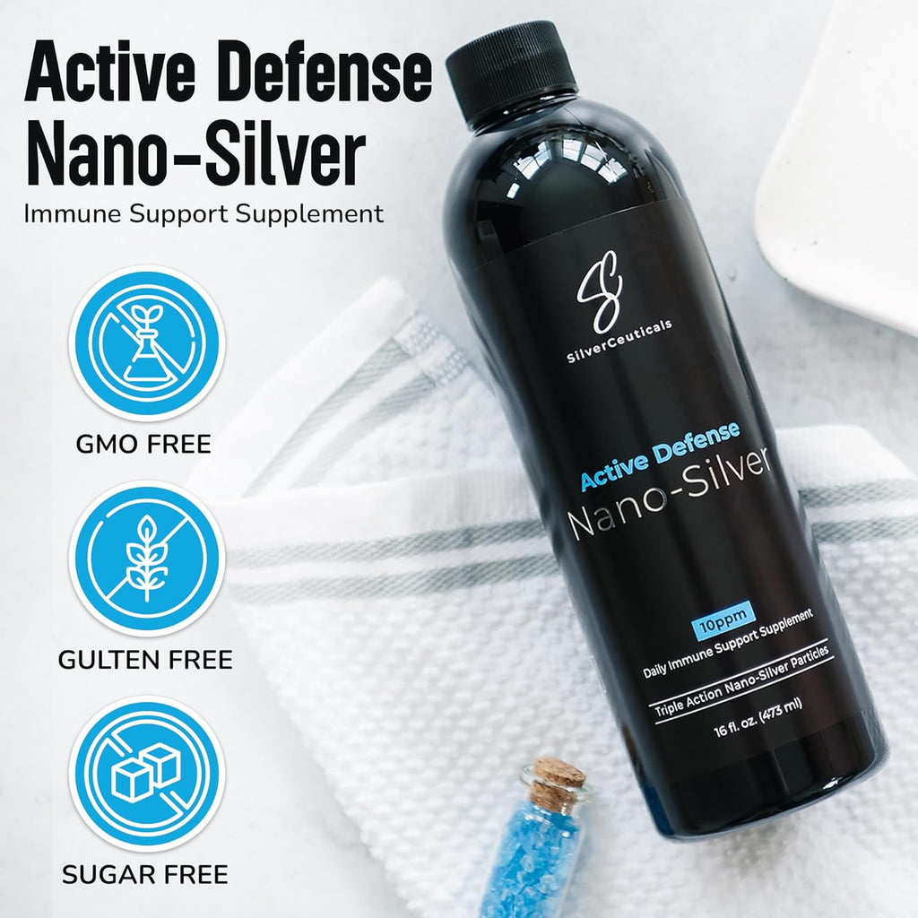 Colloidal Silver w/Nano Technology - 10ppm 16oz - 8X More Effective - Natural Immune Support - Save The Sick Days - Ages 5 & Up - Outperforms Higher PPM Silvers - No Taste & Smell - 3rd Party Tested
