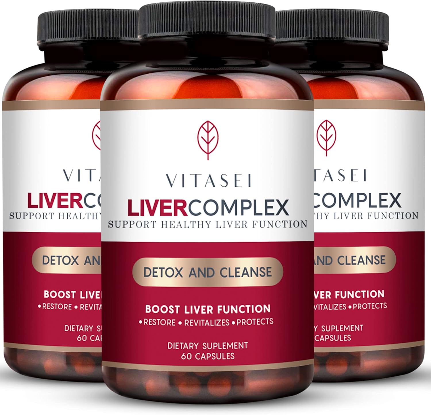 Liver Cleanse Detox & Repair, Liver Complex W/Milk Thistle Extract, Garcinia, Curcumin C3, Support Herbal Supplement, Detox Formula for Women & Men, 60 Capsule (Pack of 3)