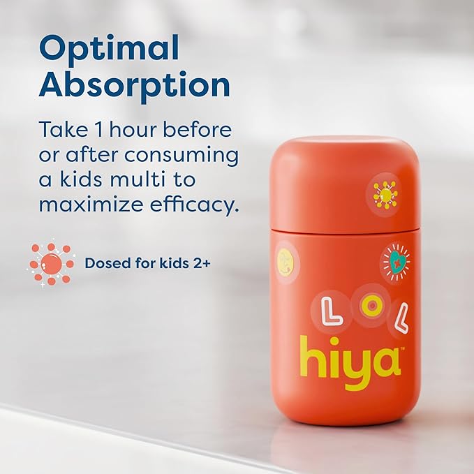 Hiya Iron+ Supplements for Kids - High Absorption Kids Iron Supplement - Delicious Strawberry Flavor & Easy on Children's Stomach - No Added Sugar & Third Party Tested