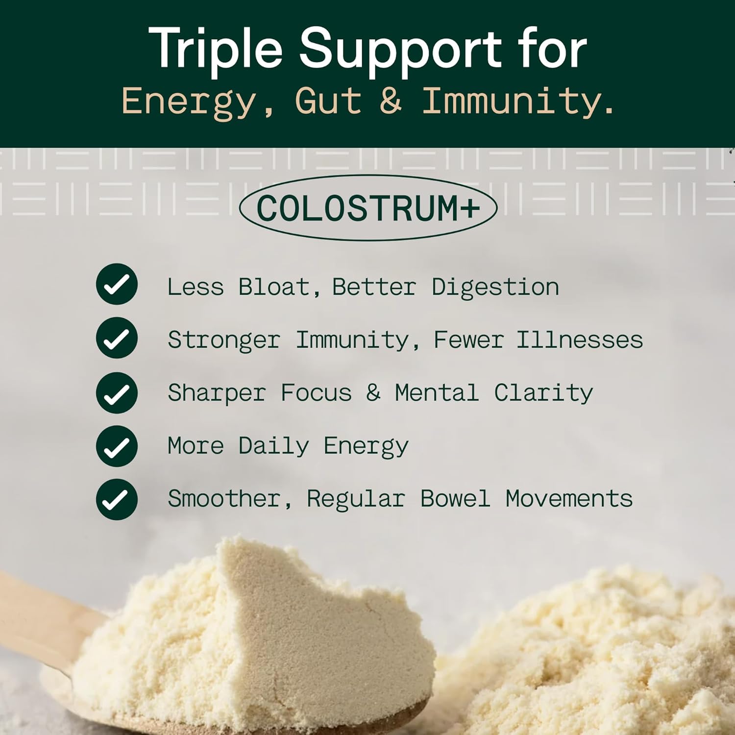 Adapt Naturals Colostrum Supplement with Lactoferrin & Beta-Glucan, Bio-Avail Grass Fed Bovine Colostrum Powder for Gut Health, Immune Support & Vitality | Non-GMO, 2500mg, Unflavored - 60 Days Supply