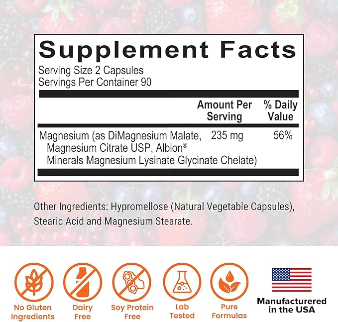 Essential Magnesium by Dr. Rajsree | Supports Restful Sleep, Muscle Relaxation & Healthy Bowel Regulation | Contains 3 Forms of Highly Absorbable Magnesium | 180 Capsules