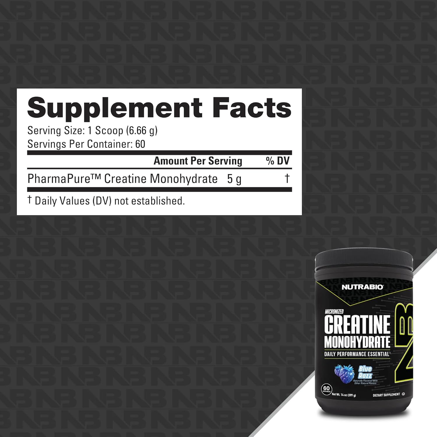 NutraBio Pure Micronized Creatine Monohydrate Powder Supplement, Blue Razz Burst(300 g) - Supports Bulk Muscle Energy, Recovery, and Strength - HPLC Tested Creatine Powder Supplement for Men and Women