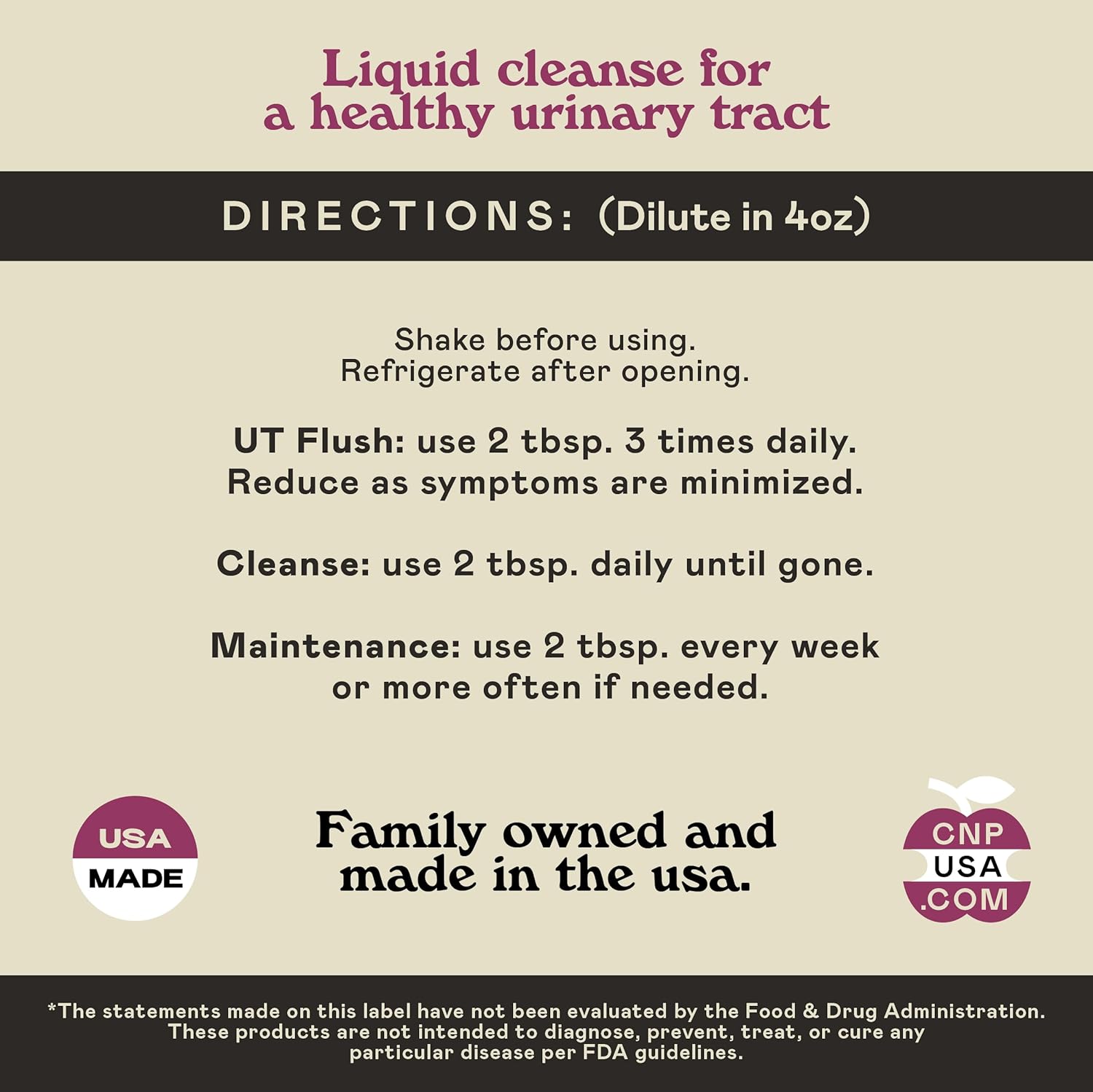 Complete Natural Urinary Tract Complete 12oz - Liquid Supplement for Urinary Tract Health with Organic Cranberry, D-Mannose, Beet Root, Fennel Seed, and Turmeric