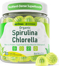 Organic Spirulina Chlorella Gummies, Nutrient-Dense Superfood Rich in Vegan Protein, Super Greens & Chlorophyll + Vitamin C & D3, Zinc, B12 for Natural Energy, Powerful Antioxidants, Sugar Free,60 Cts