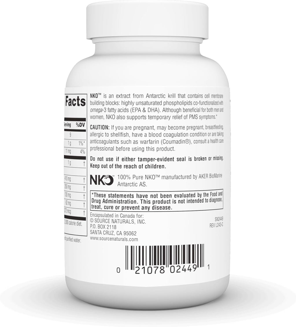 Source Naturals NKO Neptune Krill Oil, Supports Heart Health and Cell Membrane Integrity*, 1,000 mg - 60 SoftGels