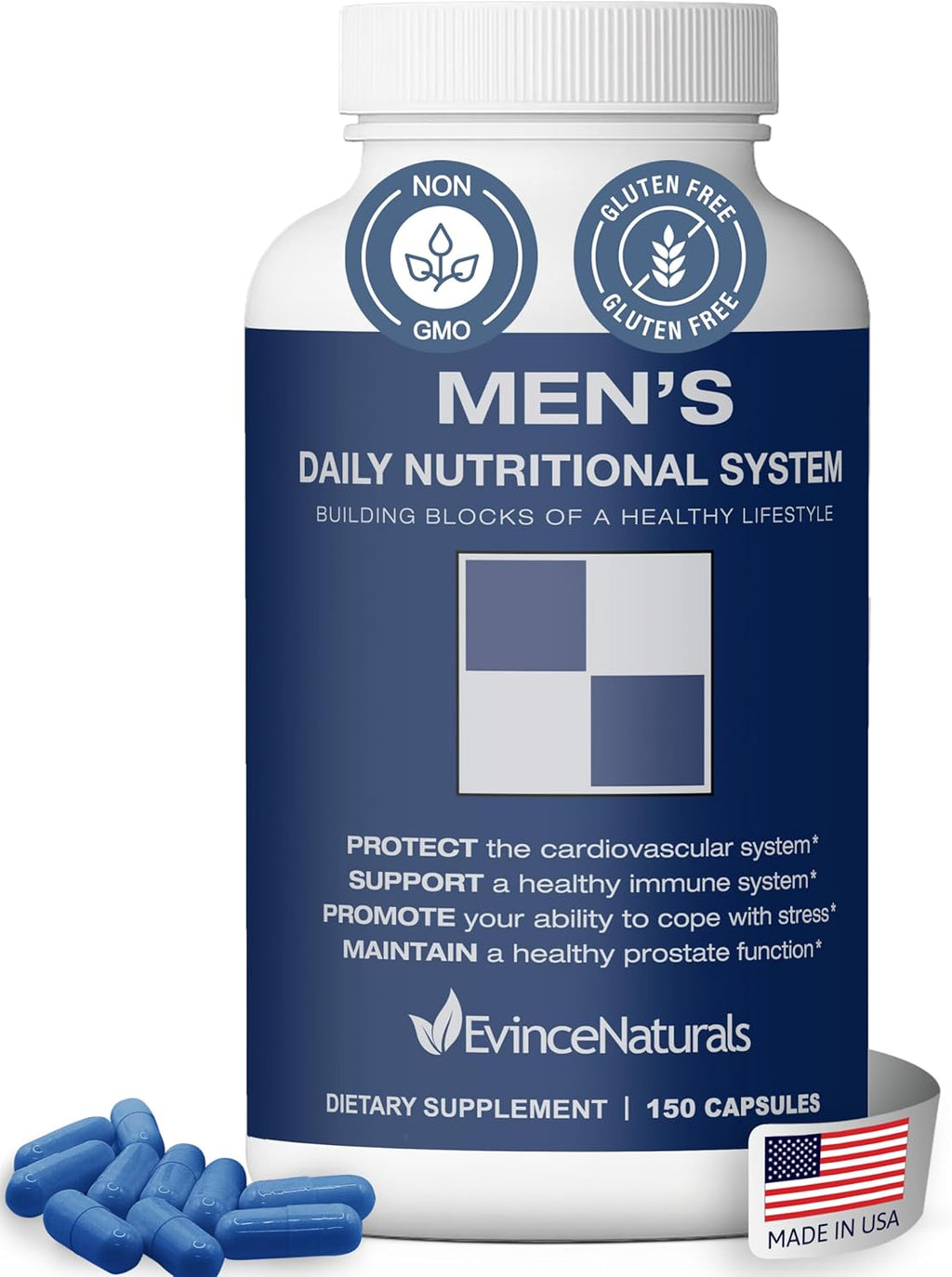 Multivitamin for Men - Men's Daily Nutritional System with Essential Vitamins & Saw Palmetto for Overall Wellbeing & Prostate Support - 150 Capsules