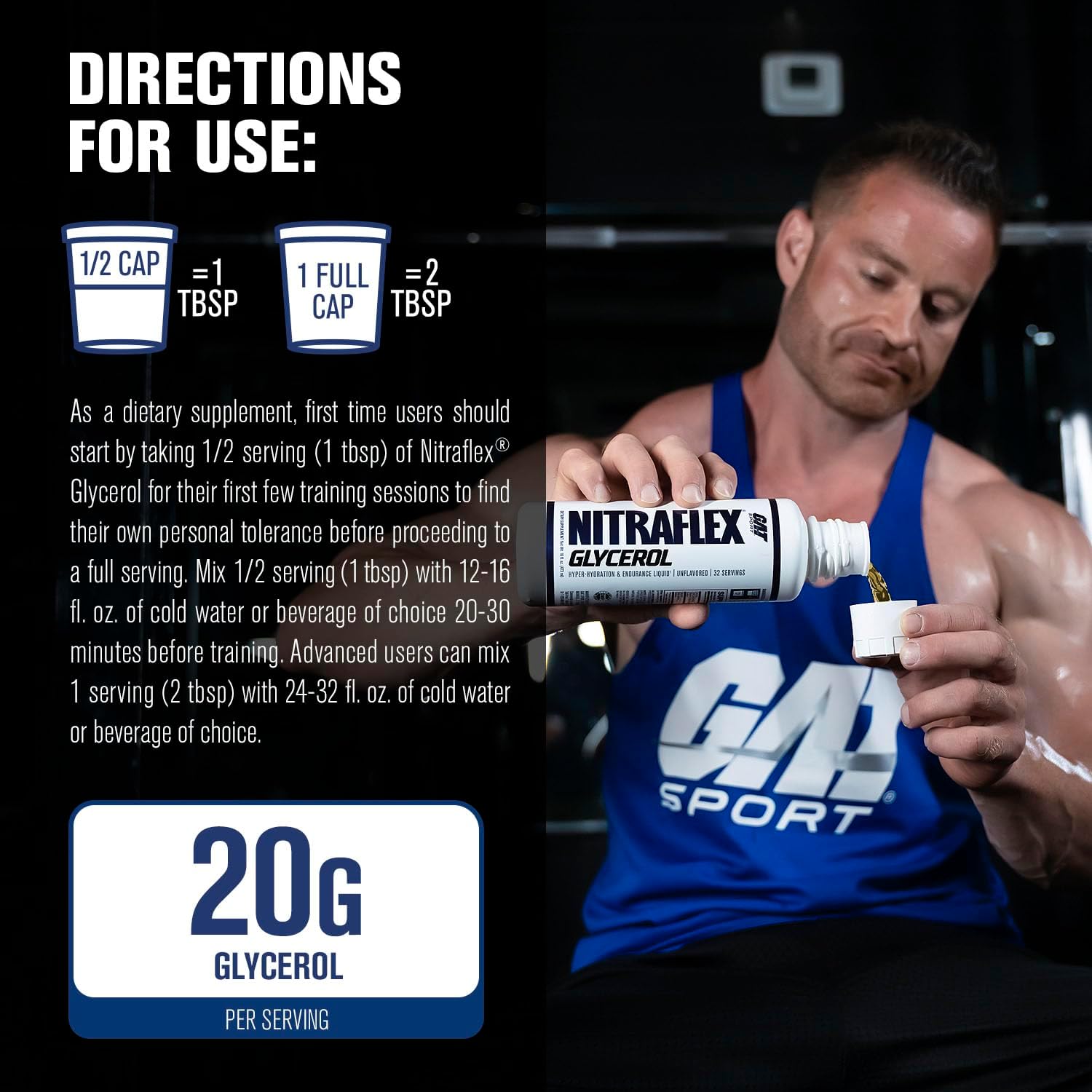 GAT SPORT Nitraflex Glycerol Liquid Pre-Workout Stim & Caffeine Free, Beta-Alanine, Betaine, Electrolytes, Extreme Hydration, Pumps & Endurance,16 oz, Unflavored