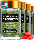 Akkermansia Muciniphila Probiotics 320 Billion CFU| Probiotic and Prebiotic | Akkermansia Probiotics for gut health | Inulin Prebiotic Fiber Capsules Astaxanthin & Berberine & Chromium 480 count