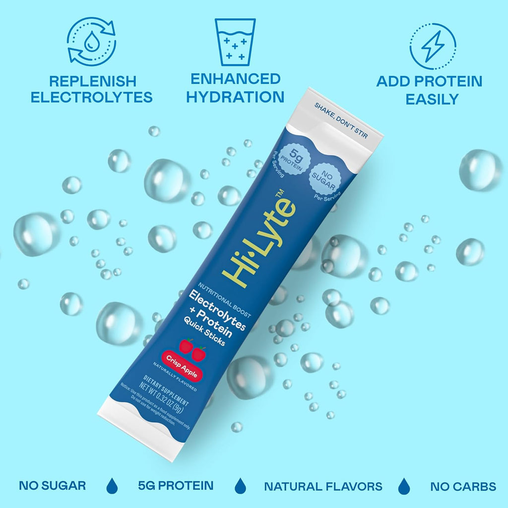 Hi-Lyte Electrolytes + Protein Quick Sticks Crisp Apple, 16 Servings