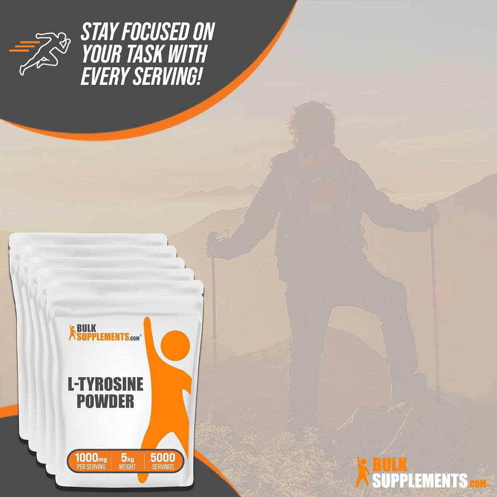 BulkSupplements.com L-Tyrosine Powder - Sports Nutrition, Amino Acid Supplement - Unflavored & Gluten Free, 500mg per Serving, 5kg (11 lbs) (Pack of 5)