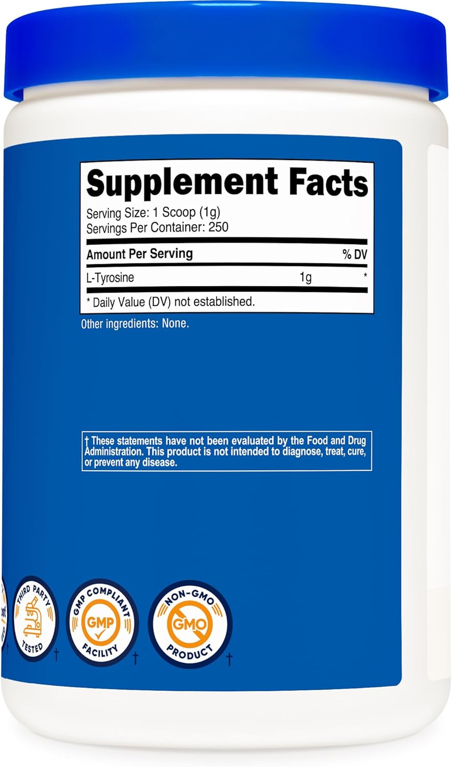 Nutricost L-Tyrosine Powder 250 Grams - Pure L-Tyrosine Powder 1000mg Per Serving