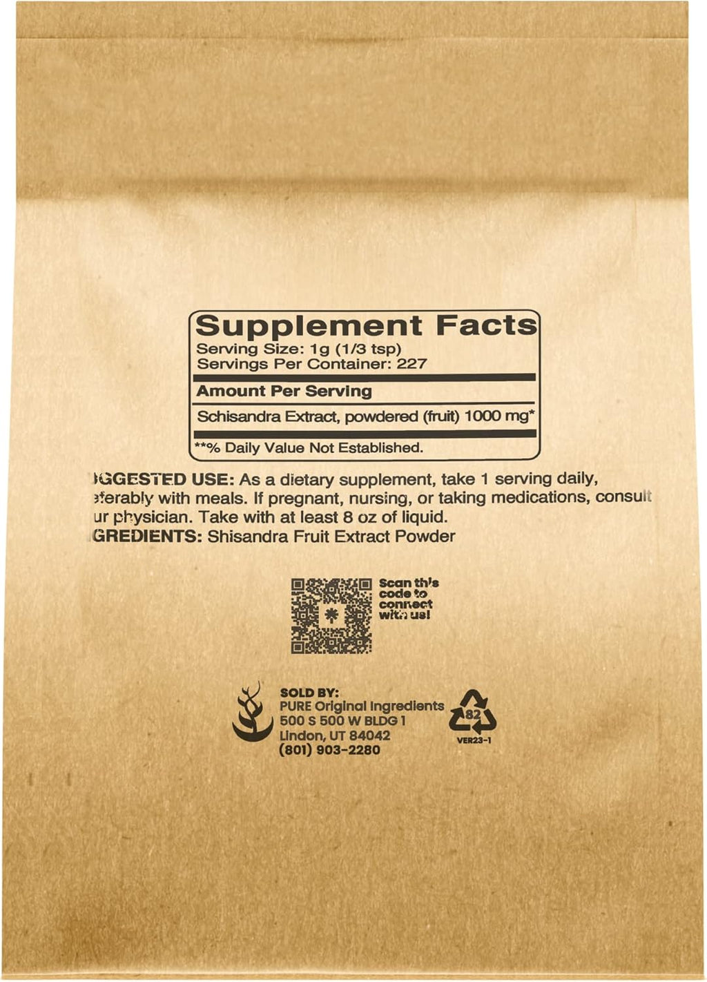 Pure Original Ingredients Schisandra Extract Powder (8 oz), Non-GMO, Gluten-Free, Five-Flavor-Fruit, Traditional Herb
