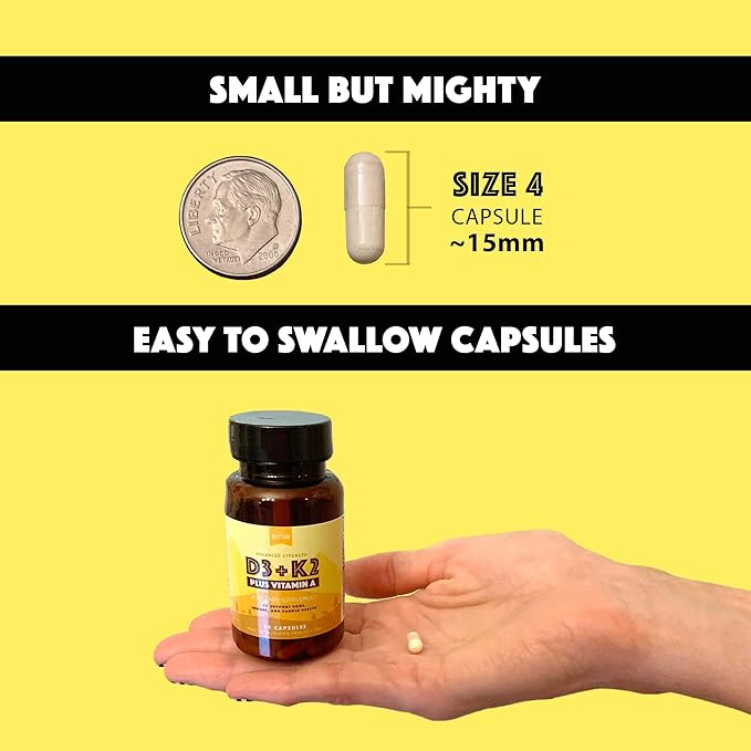Natural Rhythm Triple Calm Magnesium 150 mg - 120 Capsules – Magnesium Complex Compound Supplement W/Natural Rhythm Vitamin D3 + K2 (MK7) Plus Vitamin A, for Bone, Heart, & Immune Health, 30 Capsules