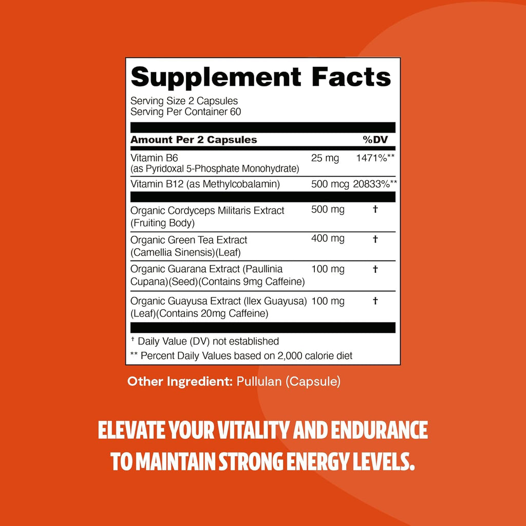 FreshCap 5-in-1 Energy Supplements, Energy Supplements for Women and Men, Energy Boosters for Fatigue, Energy Support, Cordyceps Extract, Ayurveda Cordyceps Mushroom Blend Capsules (120 Capsules)