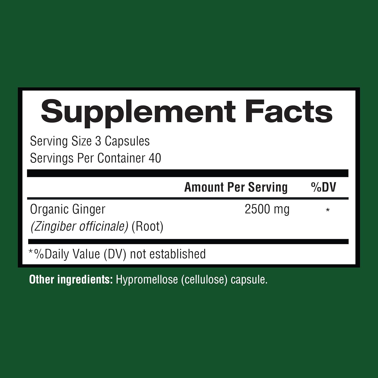 Ginger Root Capsules Made with Organic Ginger Root Powder 2500mg per Serving, 120 Vegetable Capsule 40 Servings