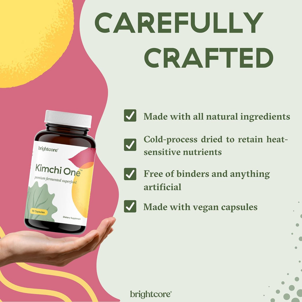 Nutrition - Kimchi One, Kimchi Powder Capsules, Probiotics, Enzymes, & Antioxidant Supplement, Premium Gut Health Superfood for Overall Well Being, Gluten-Free, 90 Vegan Capsules