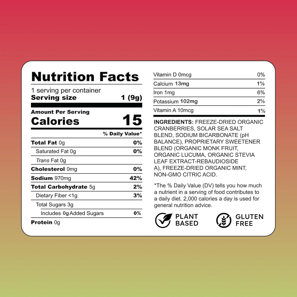 New! Purest Electrolyte Cranberry Mint Powder Packets – Whole Food Hydration - Organic Freeze-Dried Fruits and Solar Sea Salts for Ultimate Electrolyte Balance