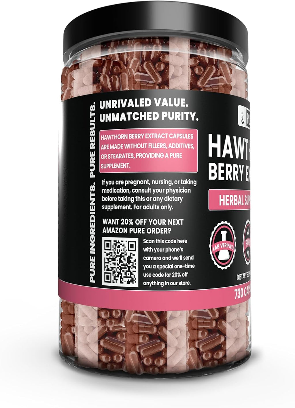 Pure Original Ingredients Hawthorn Berry Extract (730 Capsules) Pure & Natural, No Additives Or Fillers
